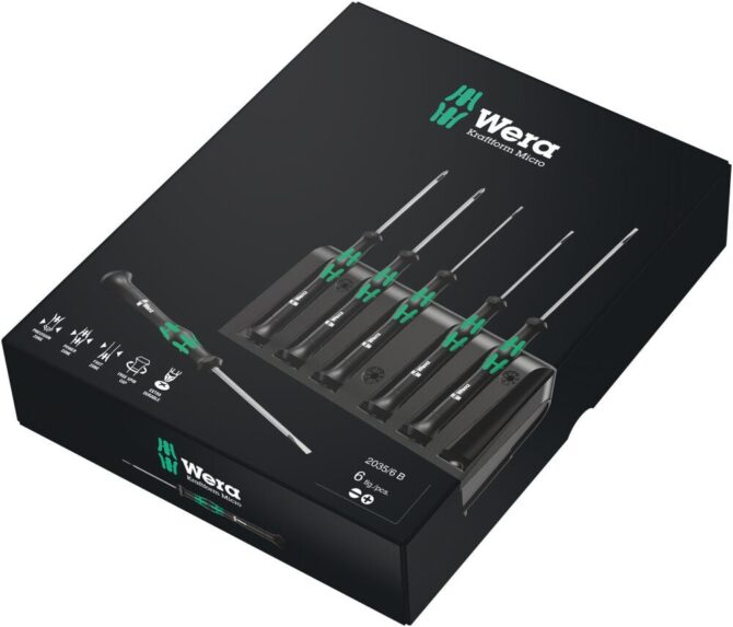 Wera 6pc 2035/6 B Micro Screwdriver Set with Rack Lower Price WERA TOOLS